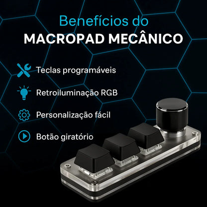 Mini Teclado MacroPad Neo© Programação Personalizada - 3 teclas 1 botão