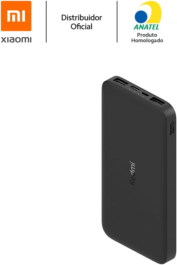 Carregador Portátil Power Bank Redmi 10000mAh 2 Saídas USB-A - Preto