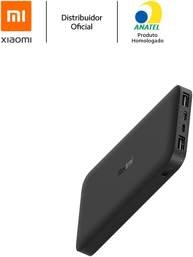 Carregador Portátil Power Bank Redmi 10000mAh 2 Saídas USB-A - Preto