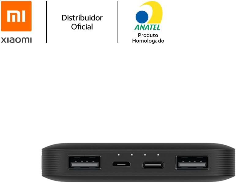 Carregador Portátil Power Bank Redmi 10000mAh 2 Saídas USB-A - Preto