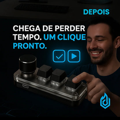 Mini Teclado MacroPad Neo© Programação Personalizada - 3 teclas 1 botão