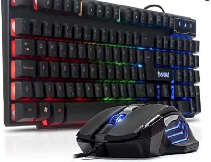 Kit Gamer Teclado Semi Mecanico Gamer Iluminado, Mouse Gamer Com Led USB 3200DPI, 7 Botões, compatível com PS4 e computadores