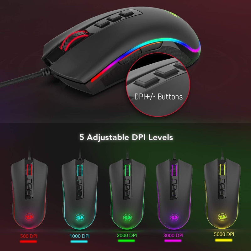 Mouse Gamer Redragon Cobra, Chroma RGB, 10000DPI, 7 Botões, Preto