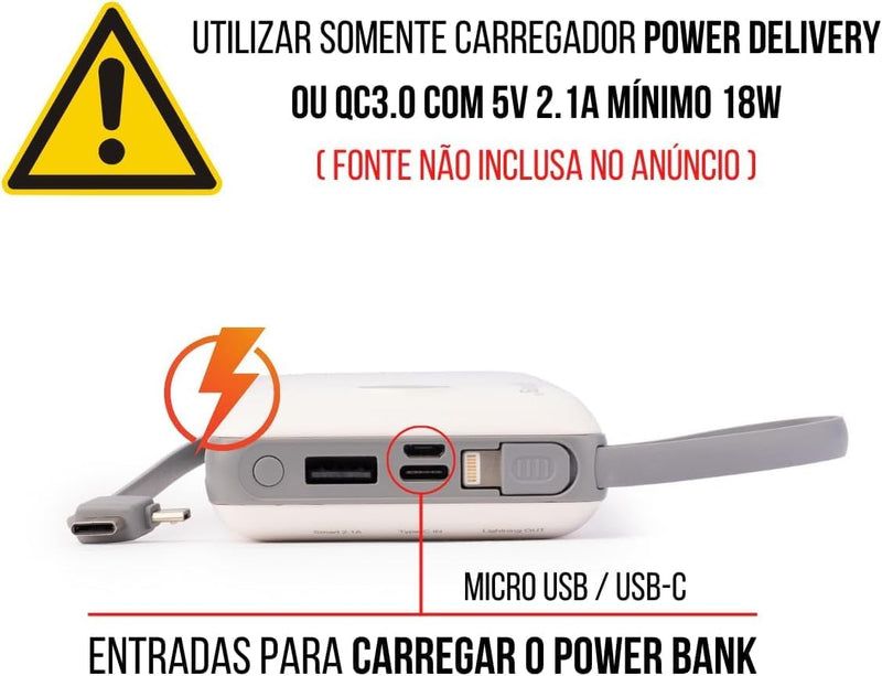 Power Bank Carregador Portátil 20.000mAh Digital compatível com iPhone, Samsung, Motorola, Nokia, Asus e Xiaomi Universal Celular Power Bank 3em1-Vende Mais (Preto/Vermelho)