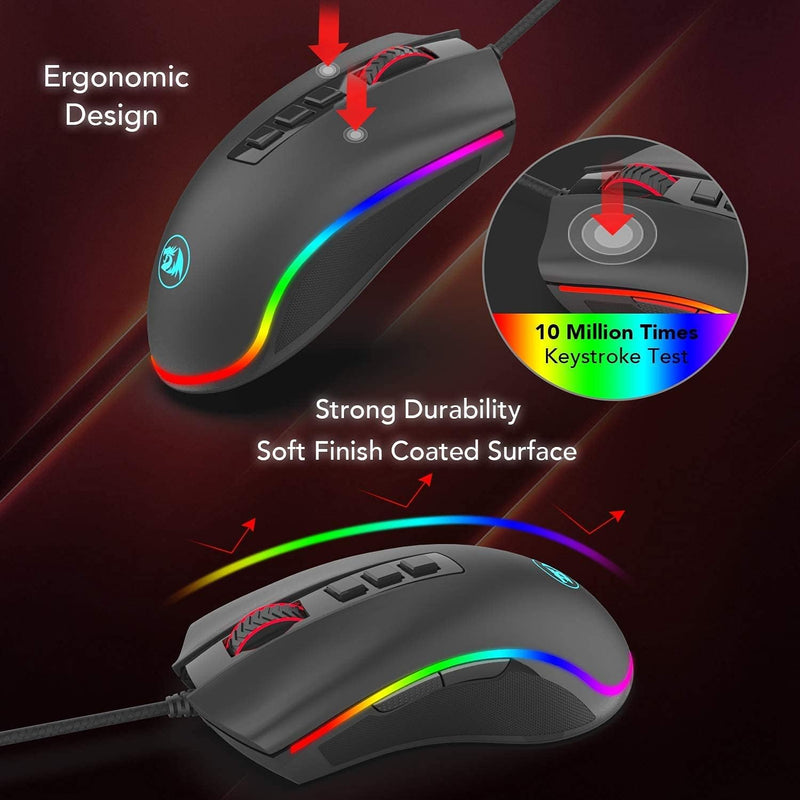 Mouse Gamer Redragon Cobra, Chroma RGB, 10000DPI, 7 Botões, Preto