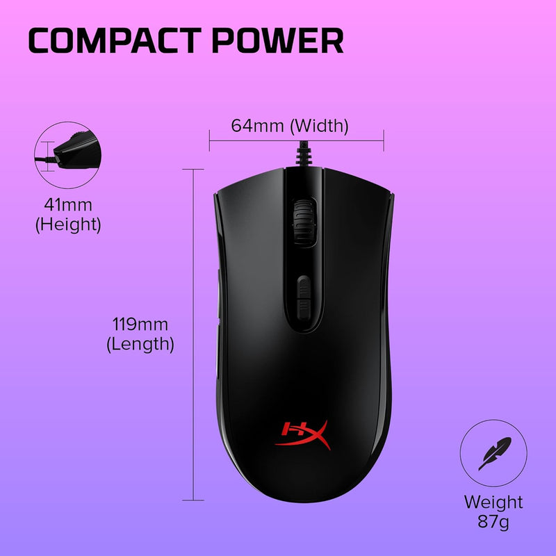 HyperX Pulsefire Core Mouse para Jogos, Preto, Até 6200 dpi