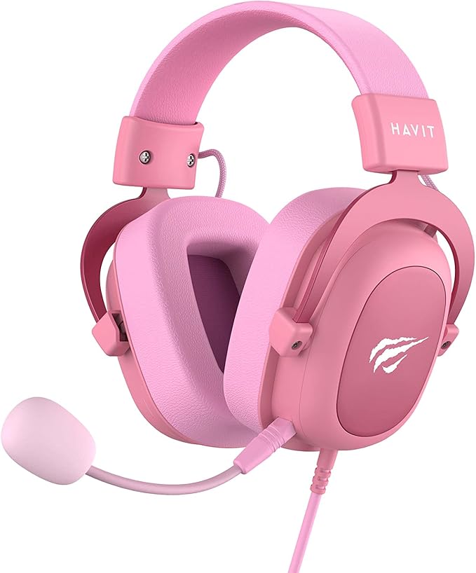 Headset Gamer Havit Rosa + Bônus de MousePad Rosa e Mouse Gamer Rosa