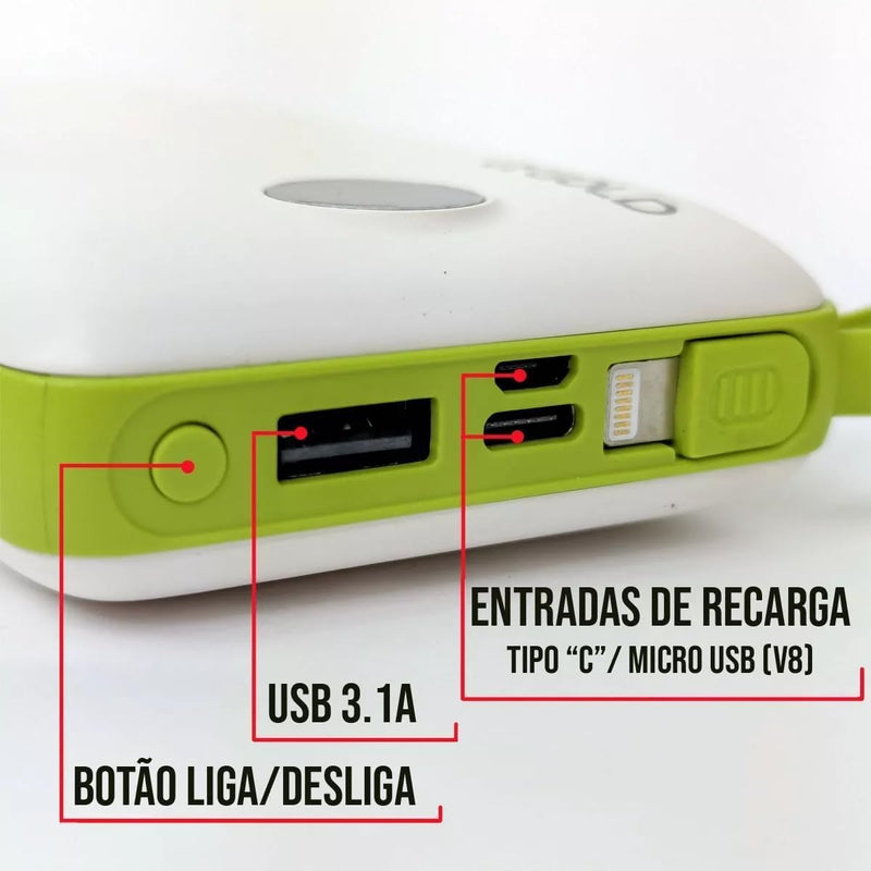 Power Bank Carregador Portátil 20.000mAh Digital compatível com iPhone, Samsung, Motorola, Nokia, Asus e Xiaomi Universal Celular Power Bank 3em1-Vende Mais (Preto/Vermelho)