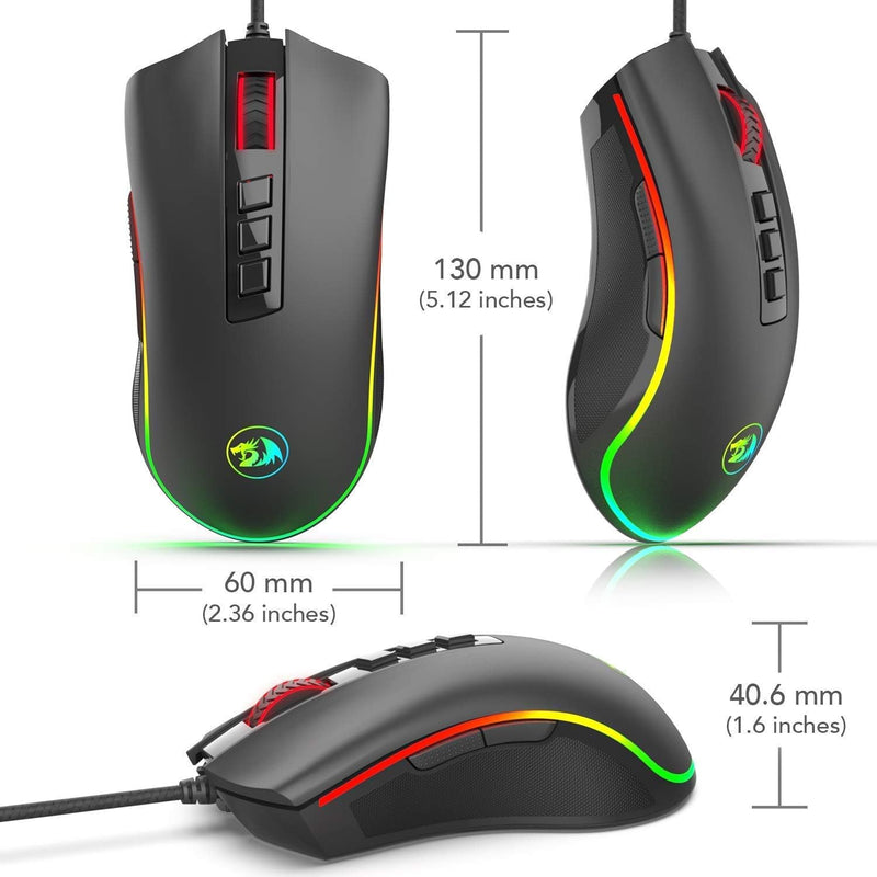 Mouse Gamer Redragon Cobra, Chroma RGB, 10000DPI, 7 Botões, Preto