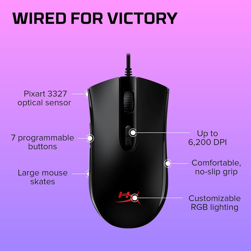 HyperX Pulsefire Core Mouse para Jogos, Preto, Até 6200 dpi