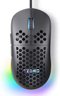 Mouse Gamer TMKB Falcon M1SE Ultraleve Honeycomb, sensor óptico de 12800DPI de alta precisão, 6 botões programáveis, RGB personalizável, mouse ergonômico para jogos com fio - branco fosco