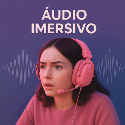 Headset Gamer Havit Rosa + Bônus de MousePad Rosa e Mouse Gamer Rosa