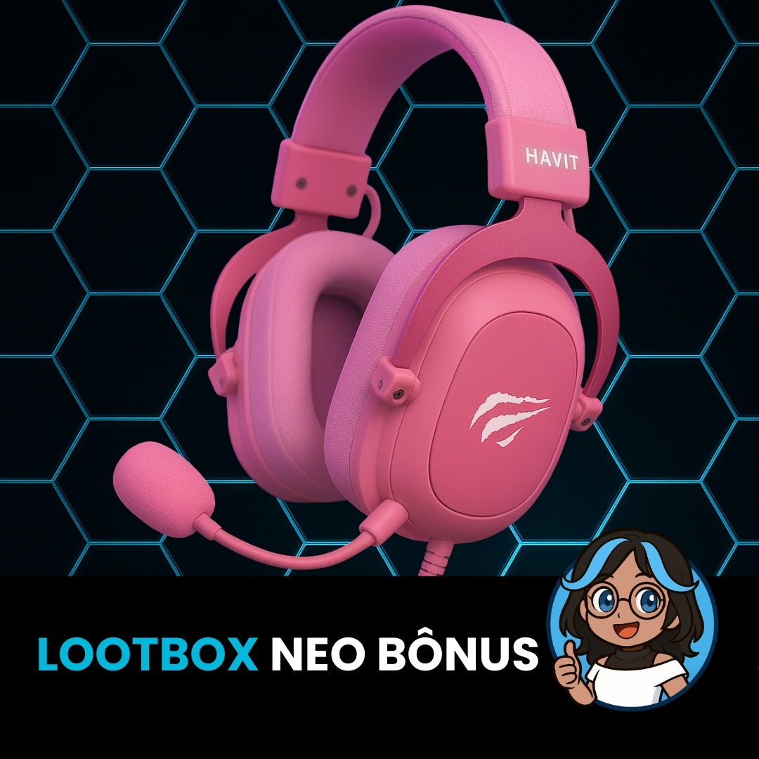 Headset Gamer Havit Rosa + Bônus de MousePad Rosa e Mouse Gamer Rosa