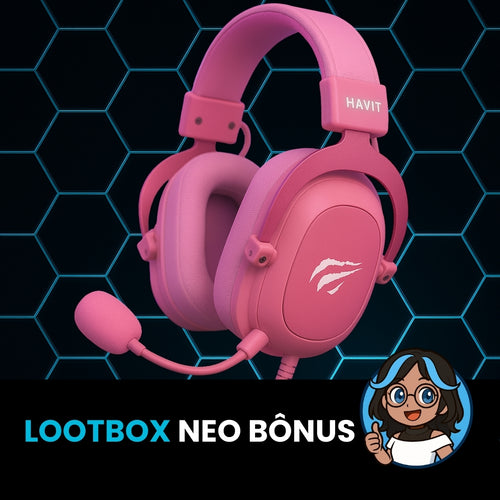 Headset Gamer Havit Rosa + Bônus de MousePad Rosa e Mouse Gamer Rosa