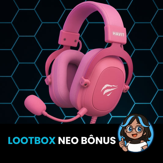 Headset Gamer Havit Rosa + Bônus de MousePad Rosa e Mouse Gamer Rosa